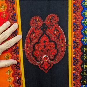 SALE! 3+ Yards Color Block Paisley Medallion VINTAGE 1970's FABRIC Acrylic Rayon